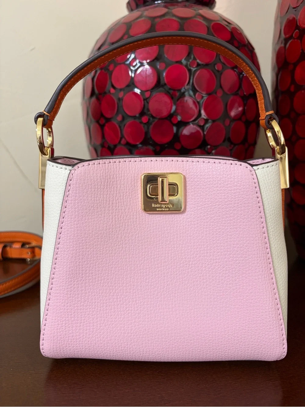 Kate Spade Phoebe Mini Top Handle Crossbody Pink, White and Orange Colorblock - Picture 3 of 16